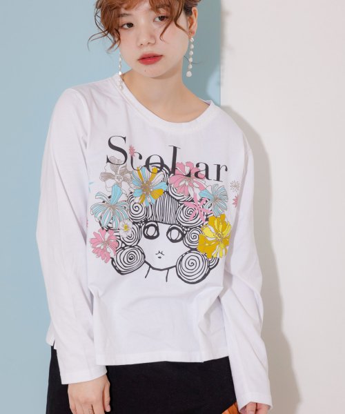 ScoLar(スカラー)/花とスカラーちゃんプリント ロングスリーブTシャツ/img12