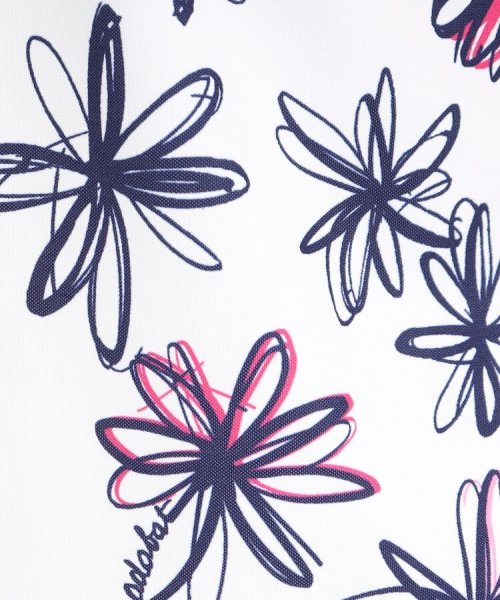 【UVカット/防透け】ラインフラワー柄 半袖ポロシャツ 