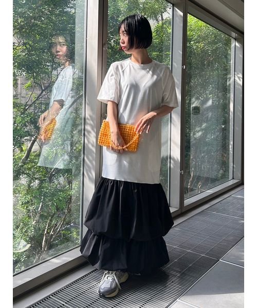 【emmi atelier】ドッキングTEEタフタワンピース 予めご了承ください