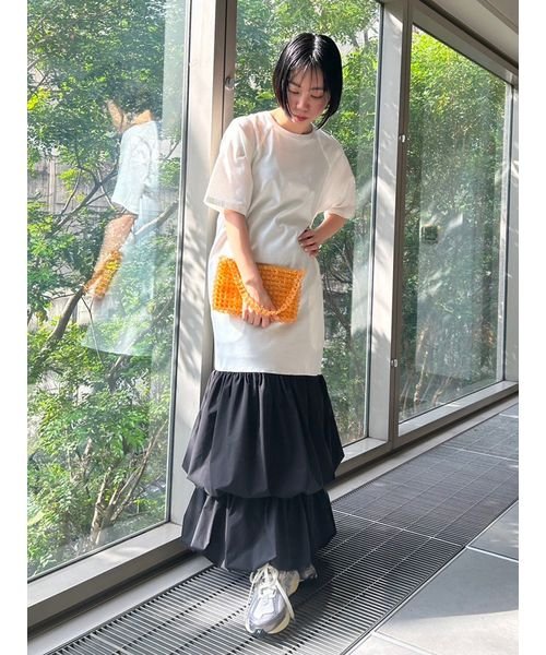 【emmi atelier】ドッキングTEEタフタワンピース 予めご了承ください