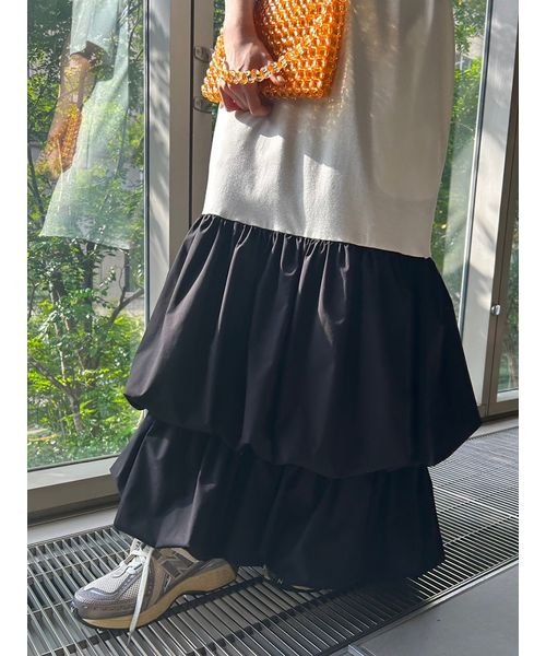 【emmi atelier】ドッキングTEEタフタワンピース 予めご了承ください