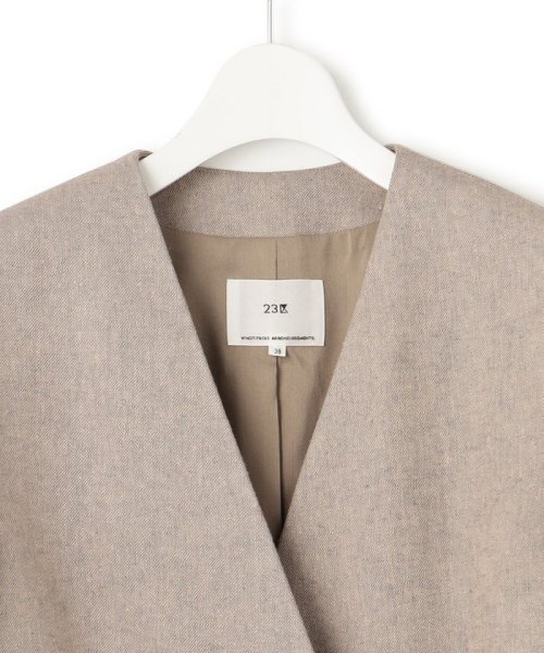 【Oggi4月号掲載/セットアップ対応】リネン ミックスツイード ノーカラー ジャケット ミックスツイード リネン 品番