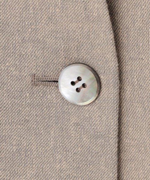 【Oggi4月号掲載/セットアップ対応】リネン ミックスツイード ノーカラー ジャケット ミックスツイード リネン 品番
