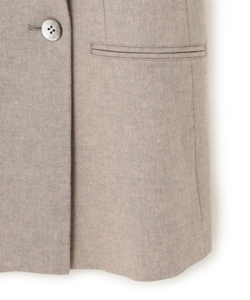 【Oggi4月号掲載/セットアップ対応】リネン ミックスツイード ノーカラー ジャケット ミックスツイード リネン 品番