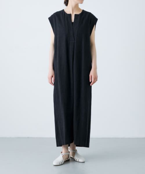 セール】『低身長向けも展開』リネンレーヨンスキッパーワンピース 