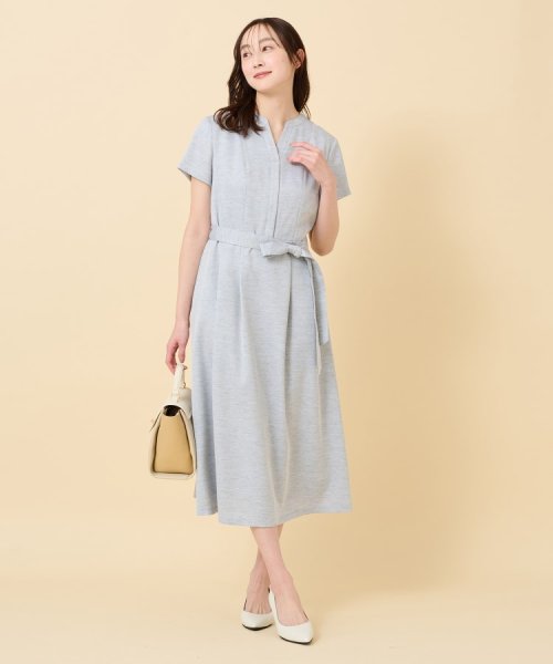 【清涼感／洗える／ミモレ丈】麻調 スラブワンピース 【清涼感／洗える／ミモレ丈】麻調 スラブワンピース C1758235501(13365円)