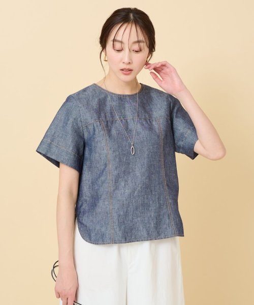 【セットアップ可能】ヘンプシャンブレー Tブラウス 人気・おすすめ｜使いやすい・旅行におすすめ 品質保証 全国発送 日本国内発送・最短翌日お届け