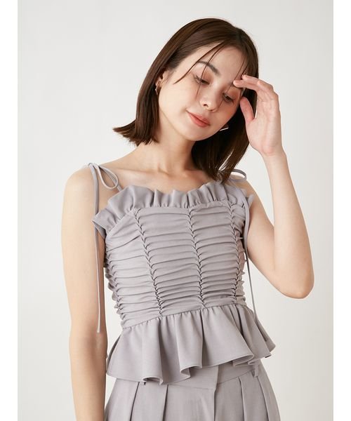 Sustainableギャザーデザインビスチェ 予めご了承ください