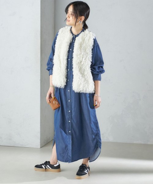 SHIPS WOMEN(シップス　ウィメン)/〈手洗い可能〉ランダム ピンタック デニム ワンピース 24SS ◇/img37