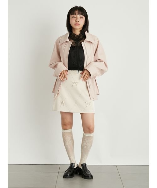 WEB限定カラー】[L.B CANDY STOCK]ビジューリボンミニスカート  