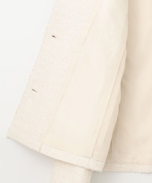 ツイードノーカラーミドル ジャケット 