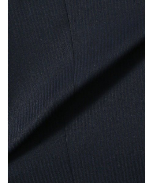 TAKA-Q(タカキュー)/光沢ウール混 スリムフィット 2ボタン3ピーススーツ シャドーストライプ紺 メンズ セットアップ ジャケット ビジネス カジュアル 通勤 仕事/img15