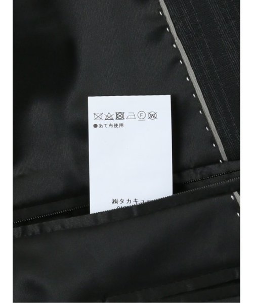 TAKA-Q(タカキュー)/光沢ウール混 スリムフィット 2ボタン3ピーススーツ シャドーストライプ黒 メンズ セットアップ ジャケット ビジネス カジュアル 通勤 仕事/img14