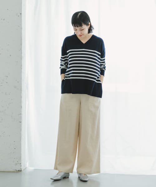 ITEMS URBANRESEARCH(アイテムズ アーバンリサーチ（レディース）)/パネルボーダーVネックニットプルオーバー/img17