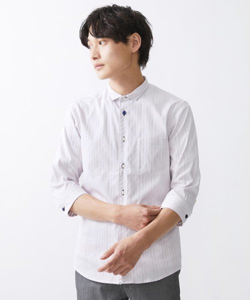 MK homme(エムケーオム)/【WEB限定】七分丈リバーストライプシャツ/img05