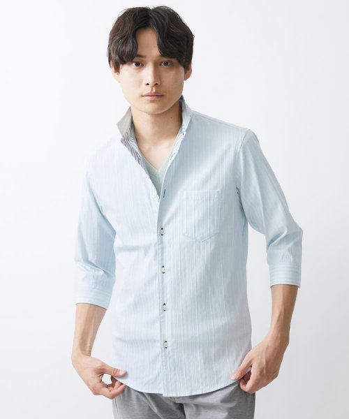 MK homme(エムケーオム)/【WEB限定】七分丈リバーストライプシャツ/img22