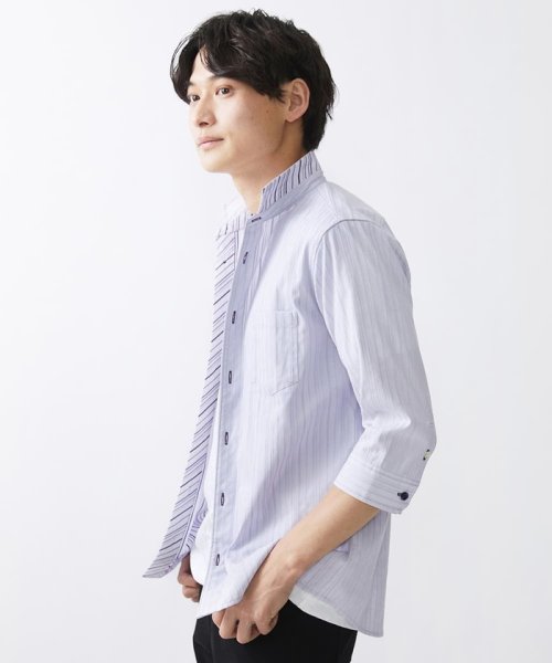 MK homme(エムケーオム)/【WEB限定】七分丈リバーストライプシャツ/img39