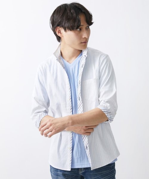 MK homme(エムケーオム)/【WEB限定】七分丈リバーストライプシャツ/img48