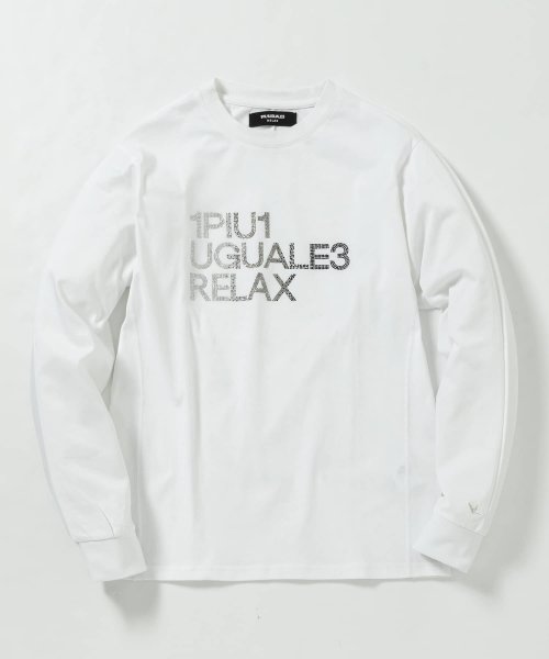 1PIU1UGUALE3 RELAX(1PIU1UGUALE3 RELAX)/1PIU1UGUALE3 RELAX(ウノピゥウノウグァーレトレ リラックス)ラインストーンロゴロングTシャツ/img08