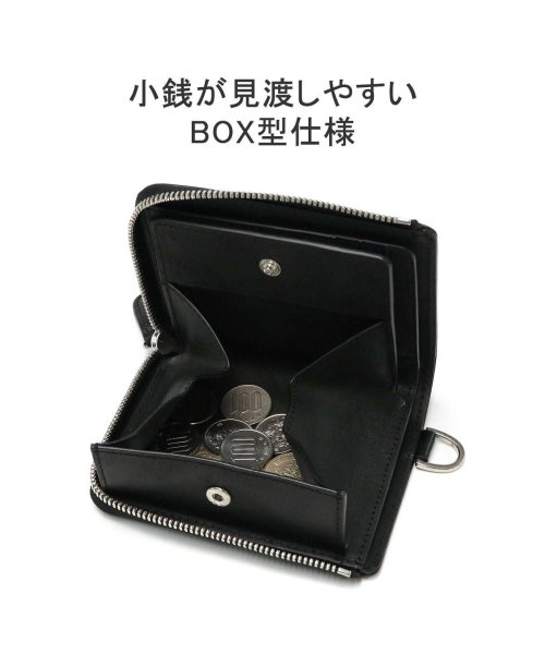 ノマドイ 二つ折り財布 BOX型小銭入れ NOMADOI 小銭入れあり 札入れ L字ファスナー 革 チェーン付き 馬革 日本製 CHICAGO NAMW3JS6 