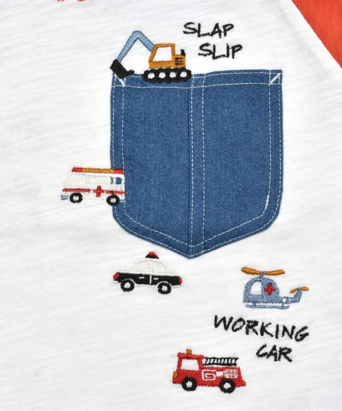 SLAP SLIP(スラップスリップ)/デニムポケット付きラグランスリーブ7分袖Tシャツ(80~130cm)/img09