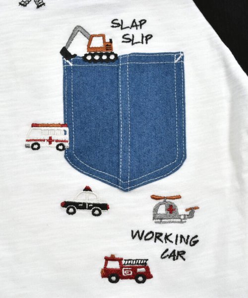 SLAP SLIP(スラップスリップ)/デニムポケット付きラグランスリーブ7分袖Tシャツ(80~130cm)/img17