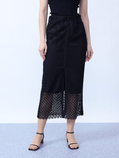 ロンバスカットワークレーススカート 