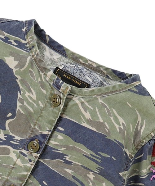 迷彩プリントパフスリーブジャケット 