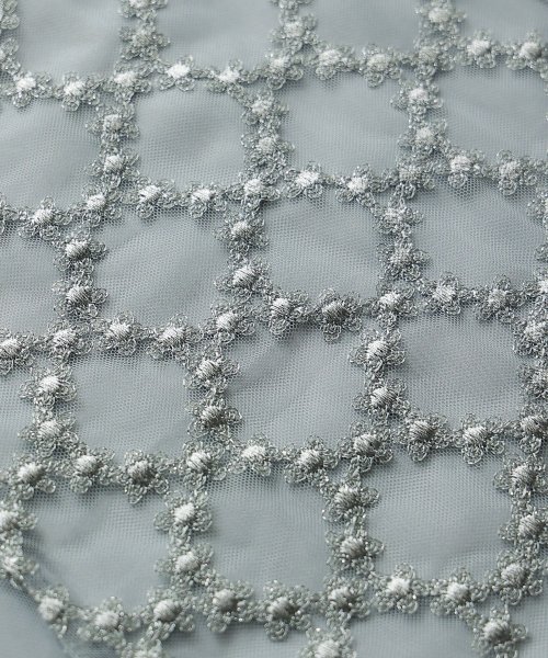 etoll. エトル フラワーダイアゴナルチェックフレアドレス ワンピース ワンピ ドレス 五分袖 ロング マキシ丈 オケワンピ スクエアネック フレア レース etoll エトル 45cm