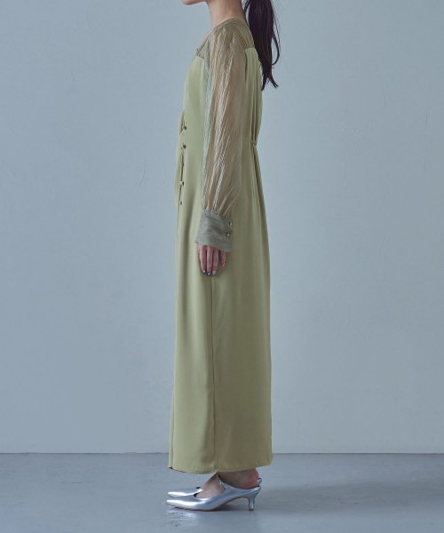 etoll. エトル ドレープデザインIラインドレス ワンピース ワンピ ドレス 長袖 オケージョン オケワンピ タイト ロング ペンシルシルエット Iライン etoll エトル