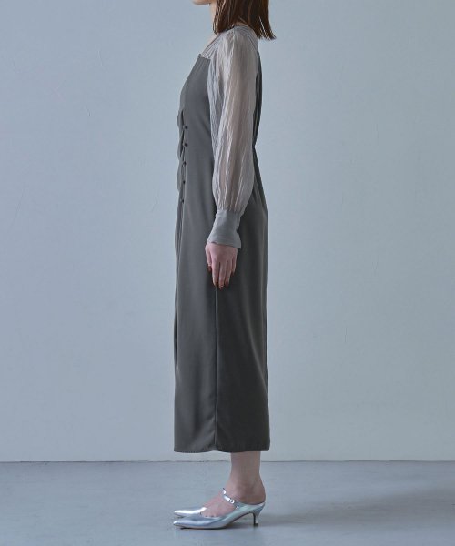 etoll. エトル ドレープデザインIラインドレス ワンピース ワンピ ドレス 長袖 オケージョン オケワンピ タイト ロング ペンシルシルエット Iライン etoll エトル