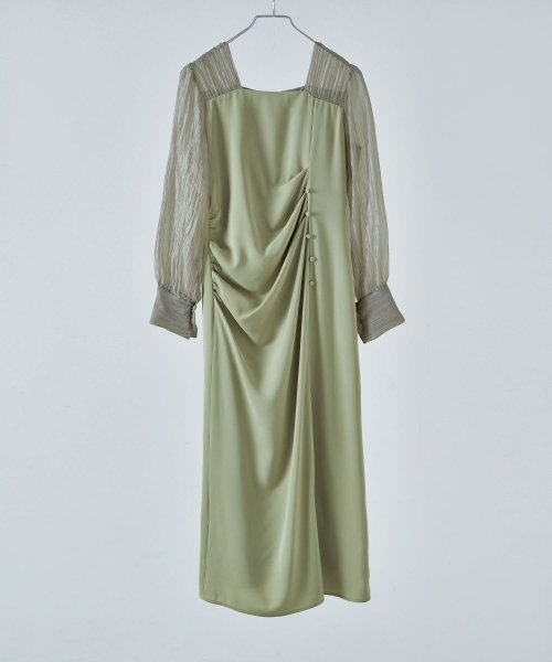 etoll. エトル ドレープデザインIラインドレス ワンピース ワンピ ドレス 長袖 オケージョン オケワンピ タイト ロング ペンシルシルエット Iライン etoll エトル