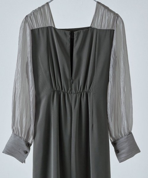 etoll. エトル ドレープデザインIラインドレス ワンピース ワンピ ドレス 長袖 オケージョン オケワンピ タイト ロング ペンシルシルエット Iライン etoll エトル