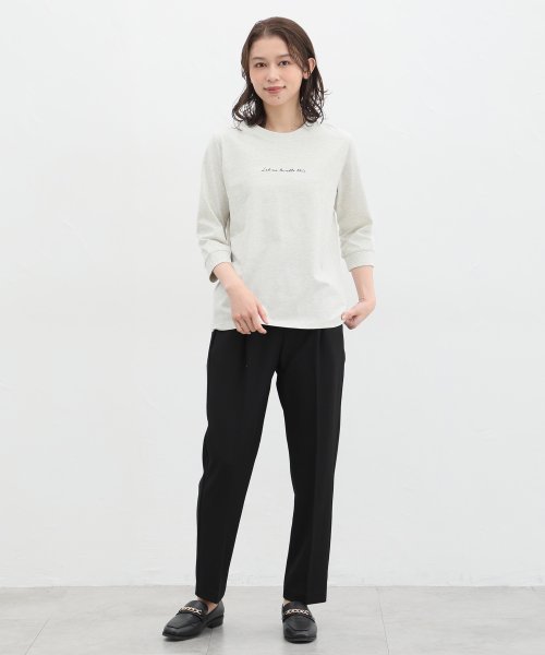 Honeys(ハニーズ)/７分袖ロゴ刺繍Ｔシャツ トップス カットソー 7分袖 ロンT ロゴT 綿 コットン /img12