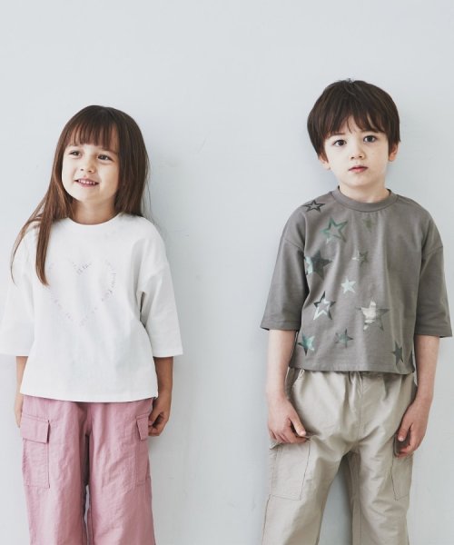 THE SHOP TK（KID）(ザ　ショップ　ティーケー（キッズ）)/【110－150】オーガニックコットン七分袖Tシャツ/img01