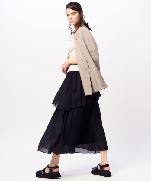 【Oggi4月号掲載/セットアップ対応】リネン ミックスツイード ノーカラー ジャケット ミックスツイード リネン 品番