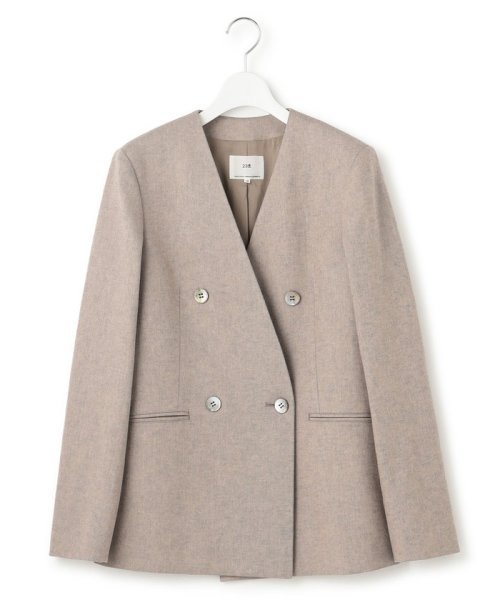 【Oggi4月号掲載/セットアップ対応】リネン ミックスツイード ノーカラー ジャケット ミックスツイード リネン 品番