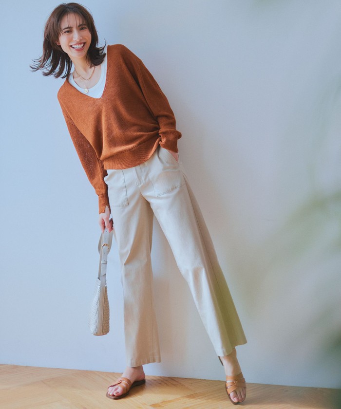 Oggi4月号掲載/洗える】スラブツイルストレッチ ベイカー パンツ