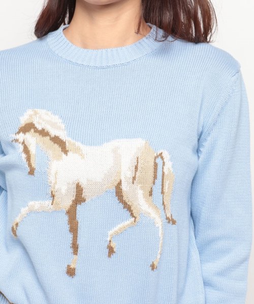 コットン100％クルーネック馬柄長袖ニットセーター 人気・おすすめ｜使いやすい・旅行におすすめ 品質保証 全国発送 正規品・日本国内発送・安心保証付き