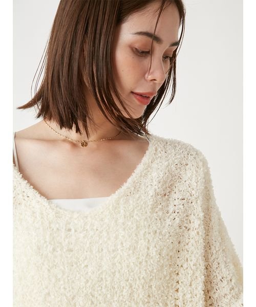 【WEB限定サイズあり】ペーパーヤーンプルオーバー×ギャザーキャミソールワンピース 総丈 バスト ウエスト 予めご了承ください