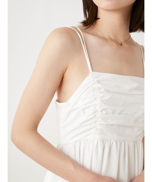 【WEB限定サイズあり】ペーパーヤーンプルオーバー×ギャザーキャミソールワンピース 総丈 バスト ウエスト 予めご了承ください