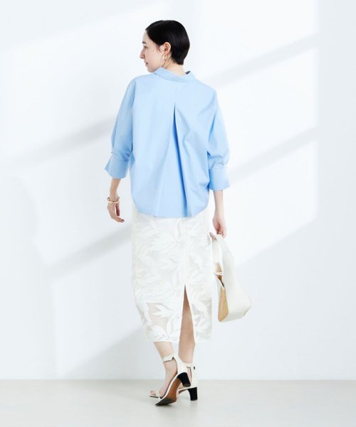 ウォッシャブルレザーカット刺繍タイトスカート 