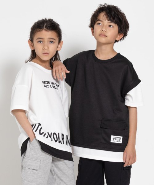 MAC HOUSE(kid's)(マックハウス（キッズ）)/RICH MIX リッチミックス ポンチ素材 フェイクポケットTシャツ 335577105/img04