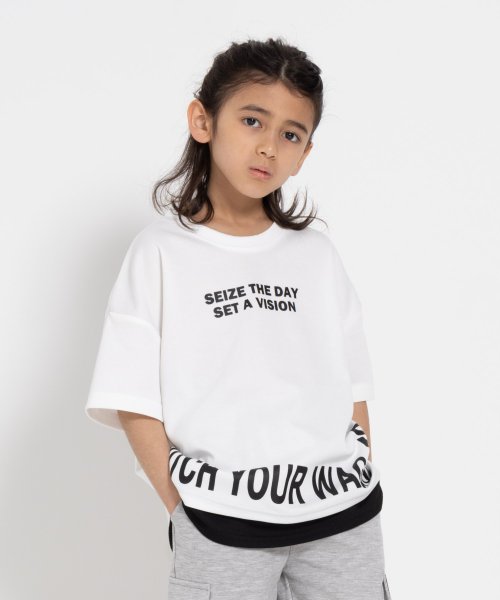 MAC HOUSE(kid's)(マックハウス（キッズ）)/RICH MIX リッチミックス ポンチ素材 フェイクロゴTシャツ 335577104/img02