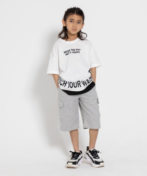 MAC HOUSE(kid's)(マックハウス（キッズ）)/RICH MIX リッチミックス ポンチ素材 フェイクロゴTシャツ 335577104/img04