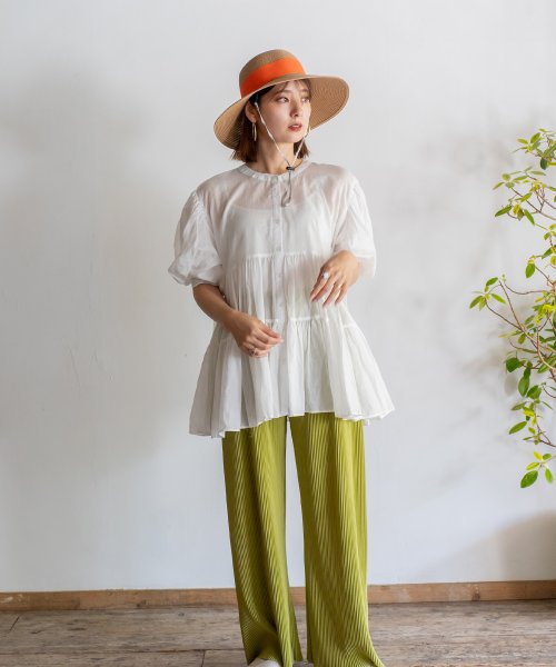キャペリンハット【aroco/アロコ】リボン ペーパー素材 レディース ビッグリボン 幅広 深め つば広 軽量 サイズ調整可能 アジャスター付き UV 紫外線
