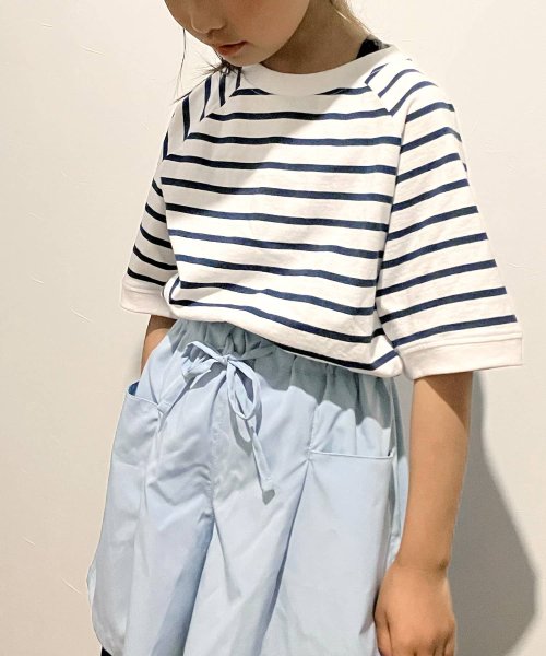 MAC HOUSE(kid's)(マックハウス（キッズ）)/NAVY ネイビー USコットン ボーダーラグラン5分袖Tシャツ MABG24106/img01