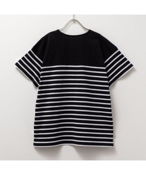 MAC HOUSE(kid's)(マックハウス（キッズ）)/NAVY ネイビー USコットン ボーダー切替半袖Tシャツ MABG24107/img03