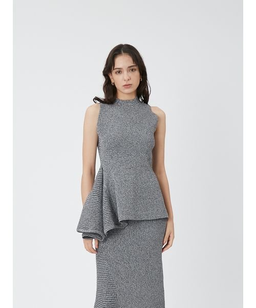 アシメヘム畦編みペプラムノースリニット アシメヘム畦編みペプラムノースリニット アシメヘム畦編みペプラムノースリニット V1303248785(10010円)