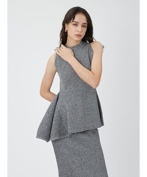 アシメヘム畦編みペプラムノースリニット アシメヘム畦編みペプラムノースリニット アシメヘム畦編みペプラムノースリニット V1303248785(10010円)